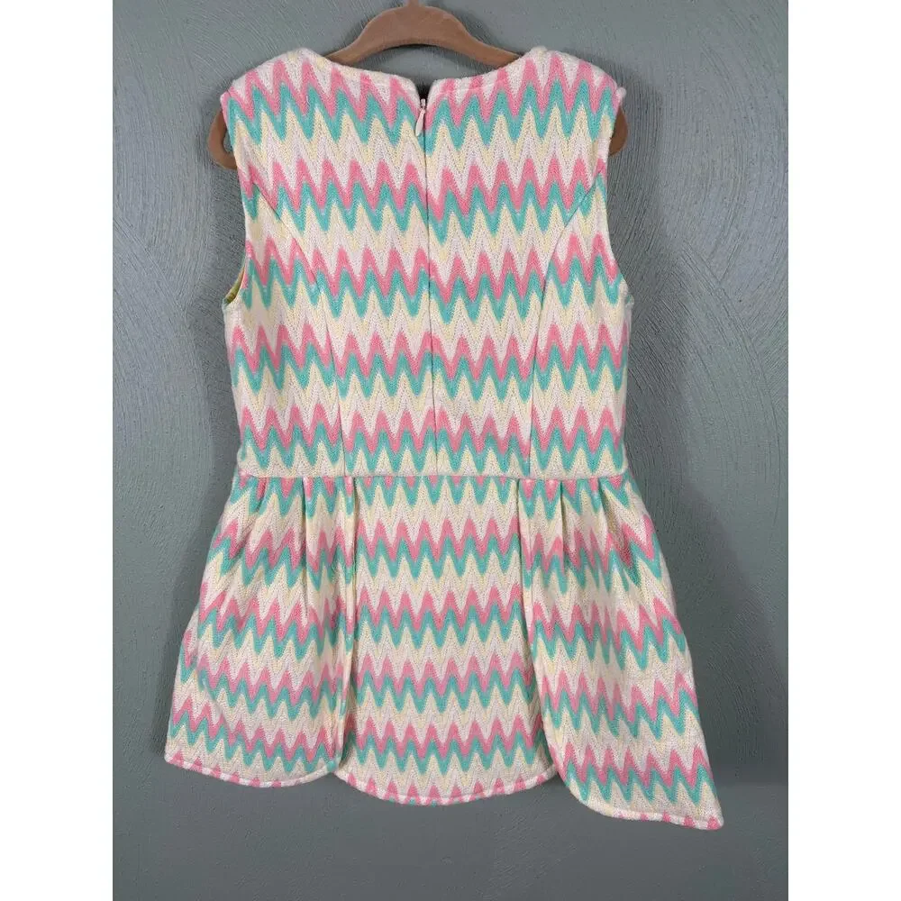Sweet Charlotte Kids Girl's Size 5 Colorful Pink Cute Geometric Print Mini Dress